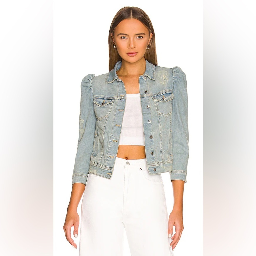 Retrofete Ada Denim Jean Jacket in Porcelain Blue Distressed